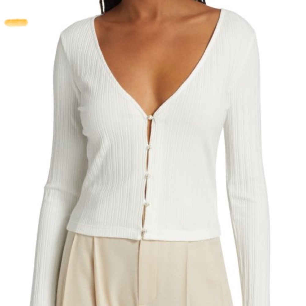 Vince Pearl Button White Cardigan